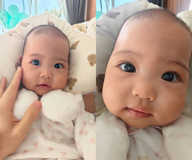 Con gái HHen Niê - Tuấn Khôi gây lụi tim với đôi mắt long lanh. 