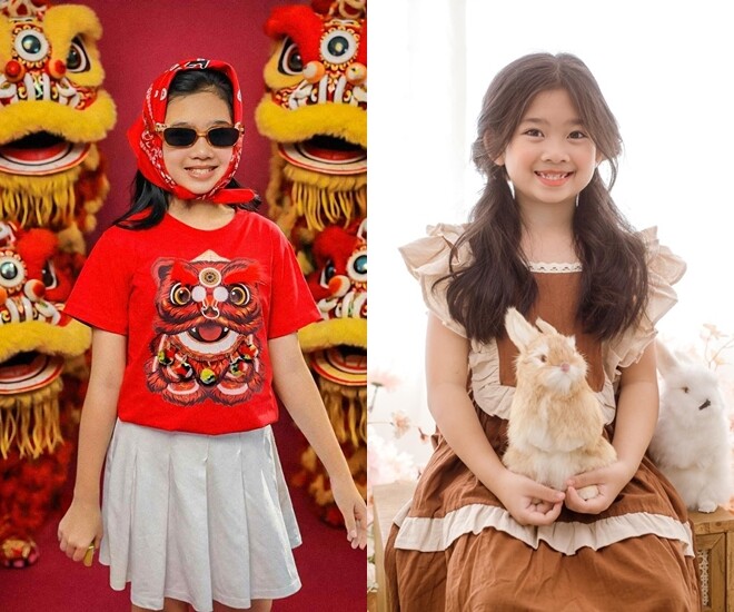 Con gái Mai Phương tự tin khi làm mẫu ảnh.