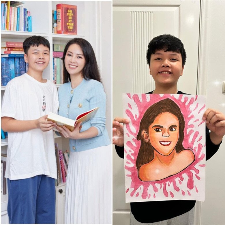 Con trai của Á hậu Thụy Vân có tài năng hội họa.