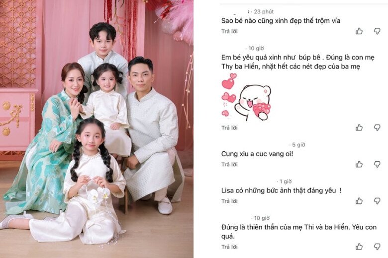 Cả 2 nhóc tì đều được nhận xét nhặt hết nét đẹp của cả bố và mẹ.