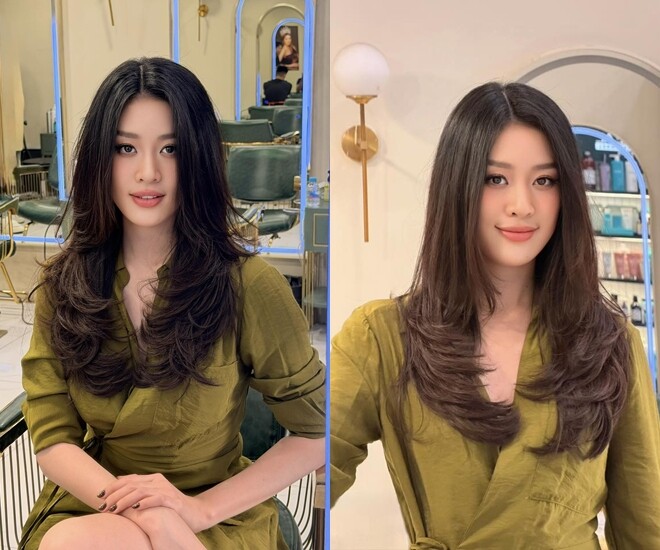 Gương mặt Khánh Vân có chút tròn ra khi thường xuyên ăn cơm chồng nấu. 