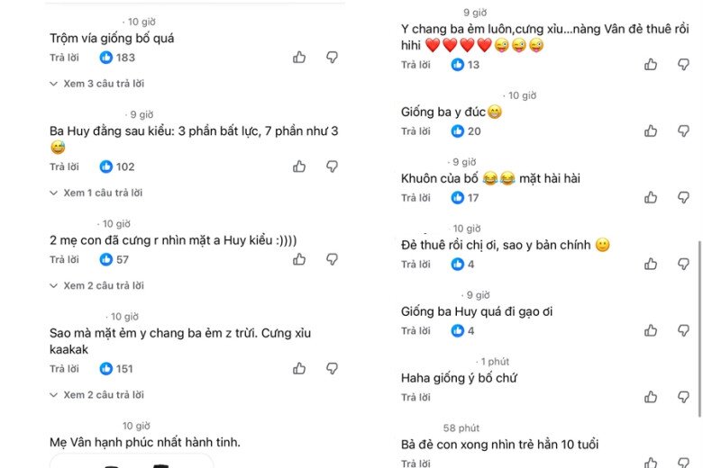 Nhiều khán giả nhận xét bé Gạo giống hệt bố.