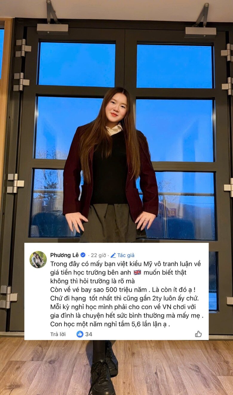 Phương Lê lên tiếng khi có nhiều người chê học phí và tiền đi lại của con gái cô quá đắt đỏ.