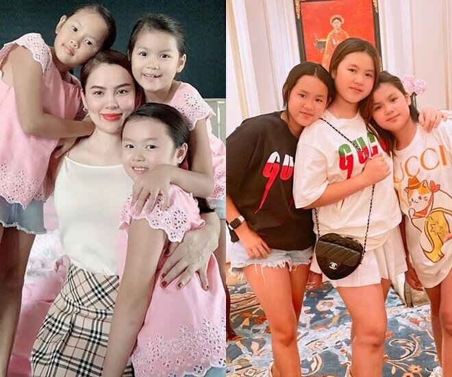 Phương Lê bên 3 con gái lớn.