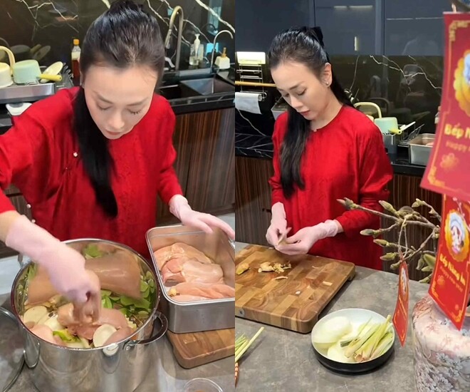 Phương Oanh tái xuất trong căn bếp quen thuộc.