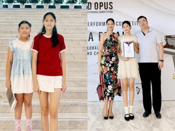 2 con gái lai Trung Quốc của Hoa hậu Hương Giang "nổi bần bật" so với các bạn, siêu mẫu Hà Anh khen hết lời