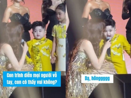 Con trai Lê Dương Bảo Lâm khiến MC nữ xinh đẹp "đứng hình" khi chân thật nói "Ba bắt con đi làm" trên sân khấu