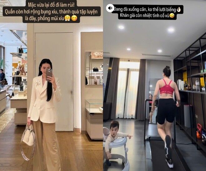 MC Mai Ngọc khoe thành quả sau 9 tháng tập luyện sau sinh, đã mặc vừa đồng phục cũ.