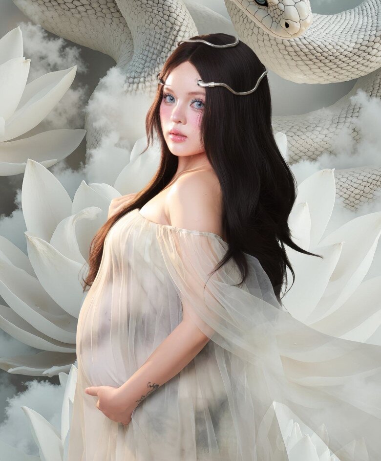 Nhan sắc khi mang bầu của mẹ bỉm cũng rất ấn tượng.