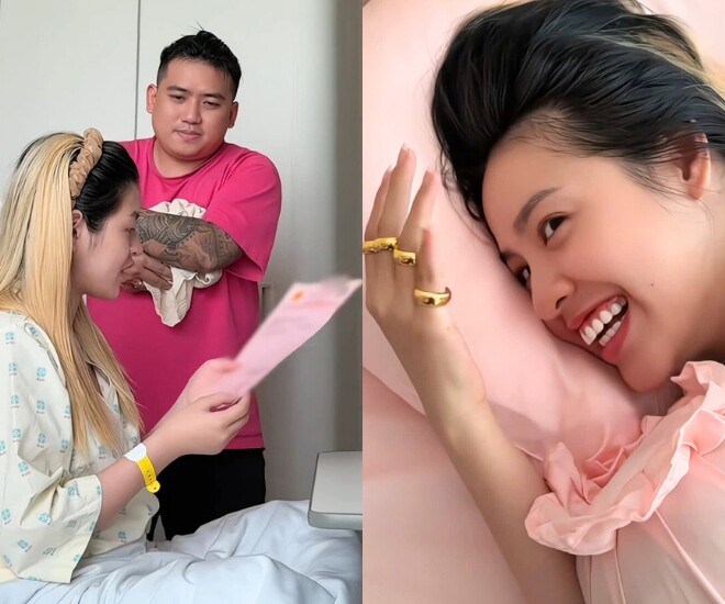 Hot girl Trần Thanh Tâm được chồng tặng 2 cây vàng dịp 8/3, trước đó từng mang sổ đỏ đến tận phòng sinh.