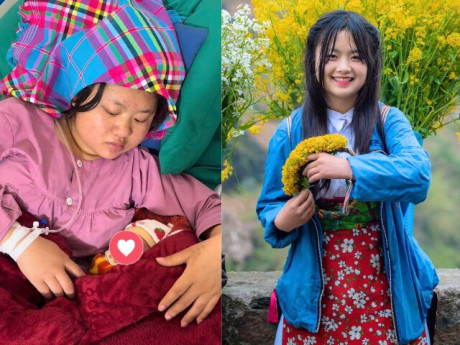 Cô bé Phúng Phính đeo gùi hoa nổi tiếng cả nước vừa sinh con: Nhan sắc khác lạ, thái độ của chồng mới gây chú ý