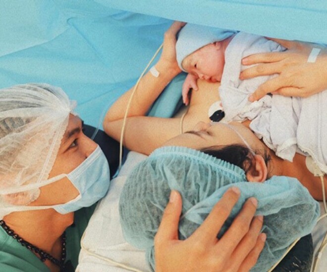 Diễn viên Tú Vi sinh con gái đầu lòng với Văn Anh vào năm 2018.