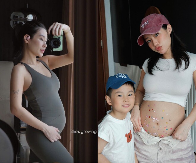 Hot girl Thanh Huyền - vợ Rhymastic đang mang bầu lần 2.