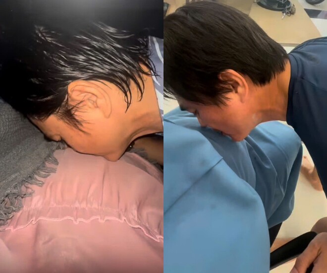 Khoảnh khắc Cao Minh Đạt hôn bụng vợ trước khi đi làm gây lụi tim.