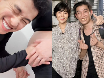 Bà bầu - Nam diễn viên VTV "lái máy bay" có con với chị hơn 2 tuổi xinh như búp bê, hôn bụng vợ khoe lên chức bố