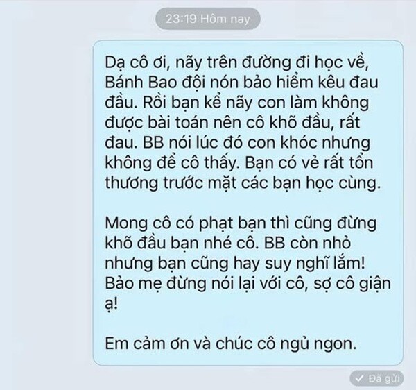 Con đi học về kêu đau vì bị cô phạt gõ đầu, đoạn tin nhắn của mẹ Việt khiến dân mạng tranh cãi - 1