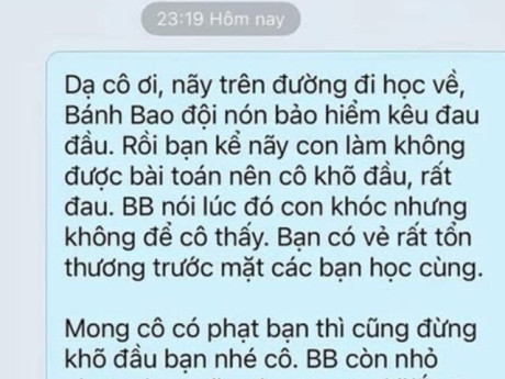 Con đi học về kêu đau vì bị cô phạt gõ đầu, đoạn tin nhắn của mẹ Việt khiến dân mạng tranh cãi