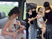 Yêu con - Người đẹp Việt chung cảnh bị con bám dính: Hà Hồ vừa bế con vừa trang điểm, Phu nhân chủ tịch thấy thương