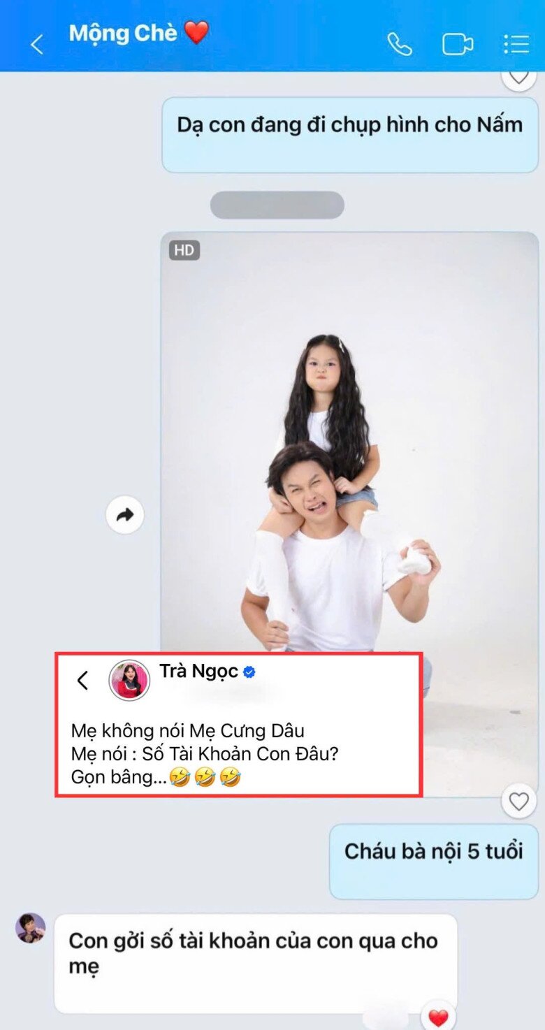 Cách lưu tên mẹ chồng của diễn viên Trà Ngọc cũng khiến nhiều người thích thú.