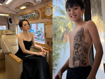 Con trai Quỳnh Lương cho bạn dán hình xăm lên người để kiếm tiền khiến mẹ cạn lời