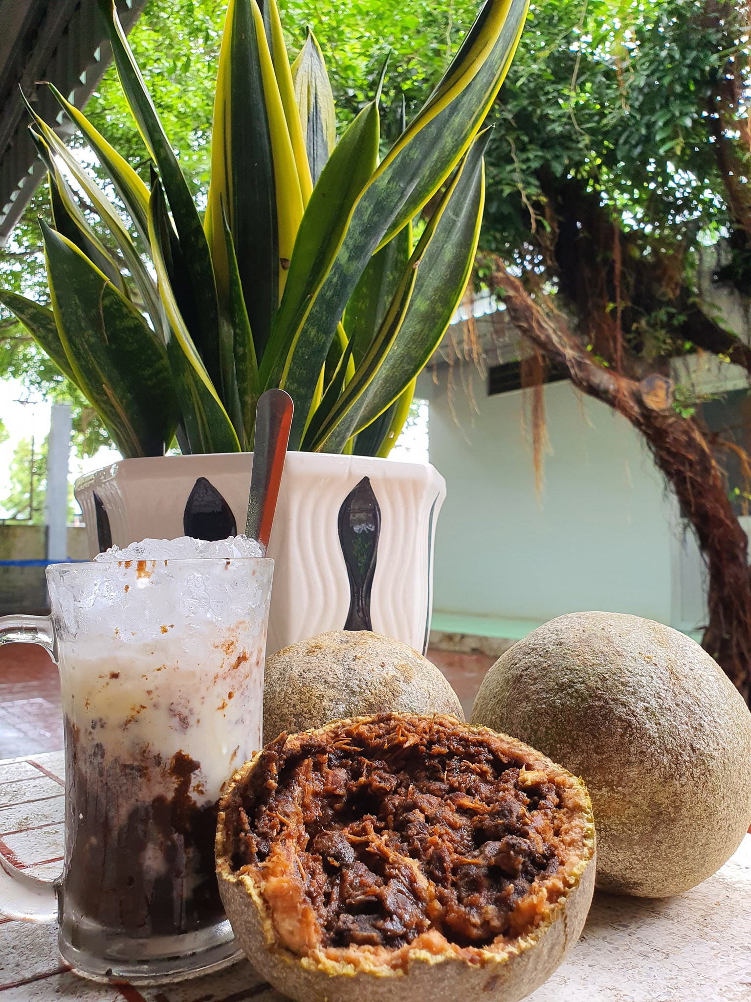 Khi muốn ăn, người ta thường dùng dao để bổ hoặc đập trái quách lên bề mặt cứng để quả nứt ra. Dùng phần thịt quả màu nâu sậm, thêm đá, đường và dùng như món giải khát.