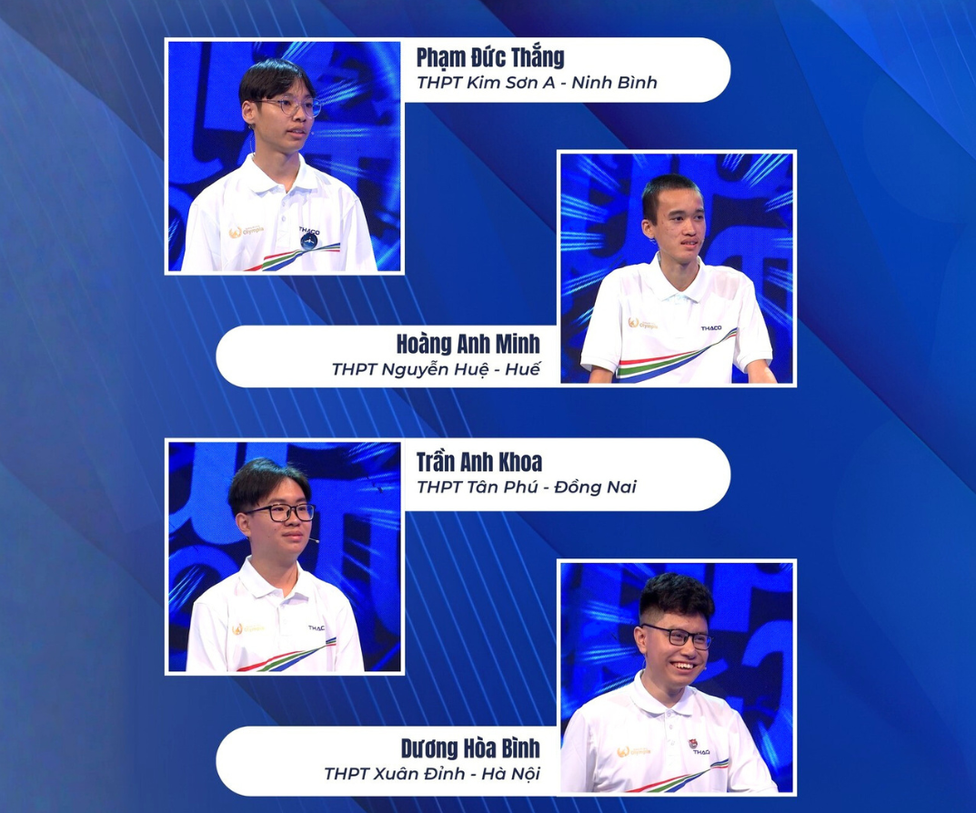 Bốn thí sinh tranh tài trong cuộc thi Tuần 3 - Tháng 3 - Quý 1 của Đường lên đỉnh Olympia 2026.