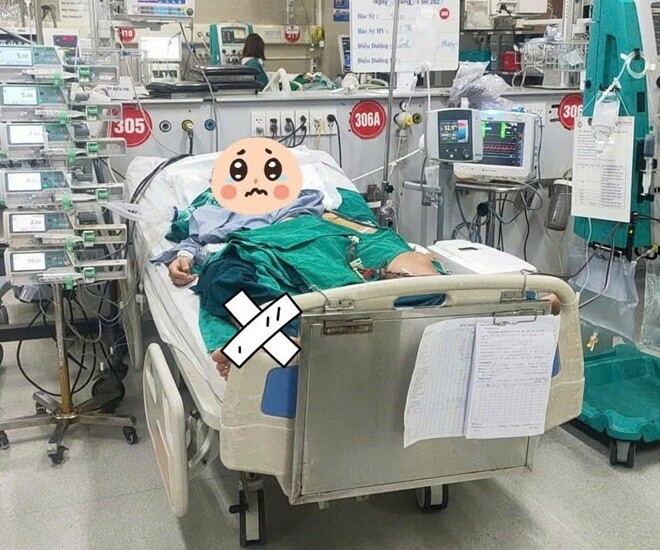 Thời điểm mới vào viện, bệnh nhân trong tình trạng nguy kịch, tiên lượng xấu. Ảnh: BVCC