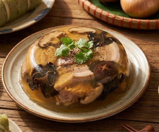 Thịt đông là món ăn truyền thống trong dịp Tết Nguyên đán được nhiều người ưa thích. Ảnh minh họa. 