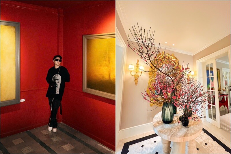 Năm đầu tiên đón Tết trong biệt thự mới rộng 2.000m2, Đỗ Mạnh Cường rất háo hức được trang trí hoa đào, bài trí không gian đón Tết.