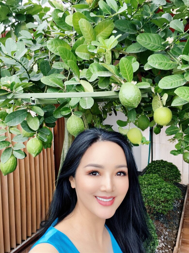 Chanh vàng trĩu trịt cả quả lẫn hoa - có thể thấy những trái chanh vàng nhà Giáng My khá to và đều, thậm chí nhiều người nhìn qua tưởng trái ổi.