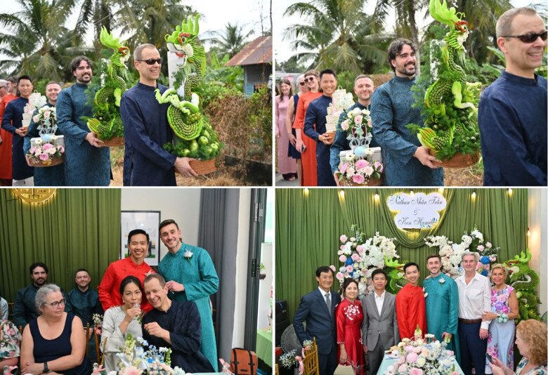 Đám cưới được tổ chức theo nghi thức truyền thống của người Việt 