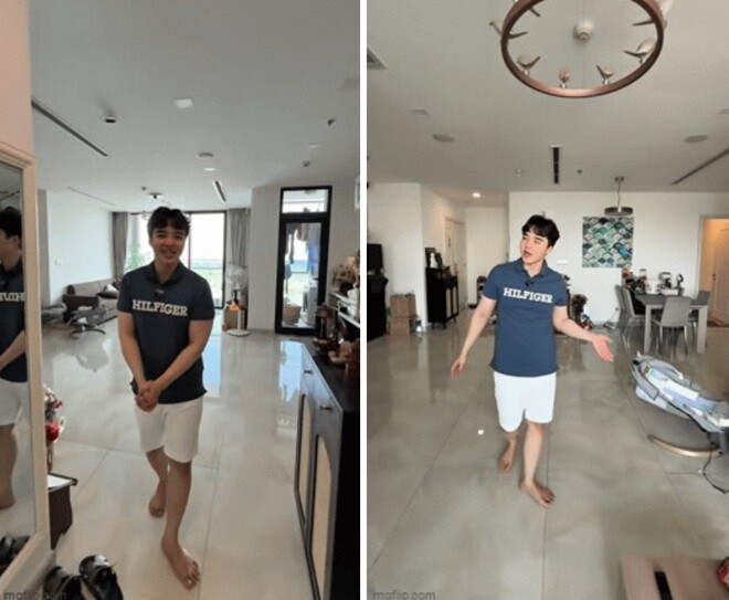 Tại đầu cầu phía Nam, không gian sống của Tun Phạm lại mang một hơi thở hoàn toàn khác - trẻ trung, năng động và đầy hơi thở thời đại. Căn hộ tại TP.HCM được anh mua năm 2025, ưu tiên sự tiện dụng với lối thiết kế thông minh, tích hợp các công nghệ smarthome hàng đầu để phục vụ nhịp sống bận rộn.
