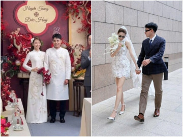 MC Mù Tạt rạng rỡ bên tiền vệ Đức Huy trong lễ ăn hỏi, dở khóc dở cười khi bố mẹ chồng chỉ trao vàng cho con dâu