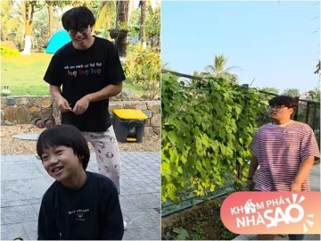 3 con trai NSND Xuân Bắc thu hoạch thành quả trồng trọt trong biệt phủ, cậu út dễ thương nhận là "Vua hái đỗ"