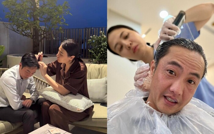 Đàm Thu Trang chăm sóc ông xã vô cùng chu đáo.