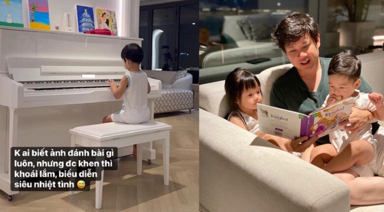 Quý tử nhà nàng hậu đam mê piano và tiếp xúc với tiếng Anh từ bé.