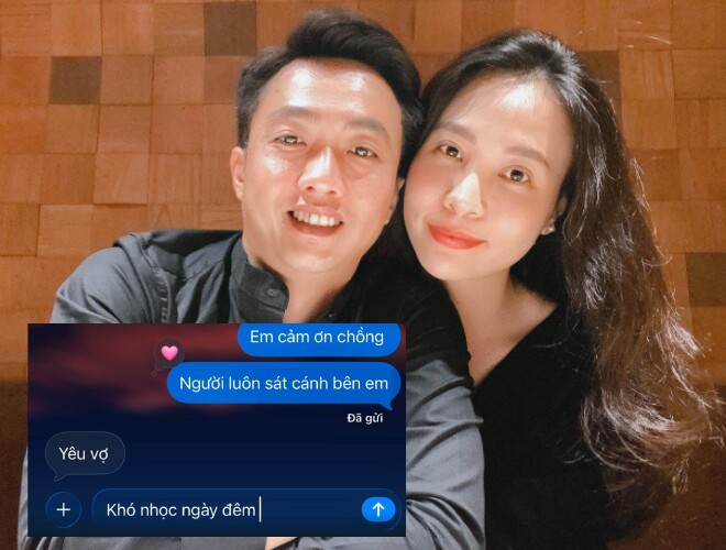 Đàm Thu Trang nhắn tin nói cảm ơn chồng.