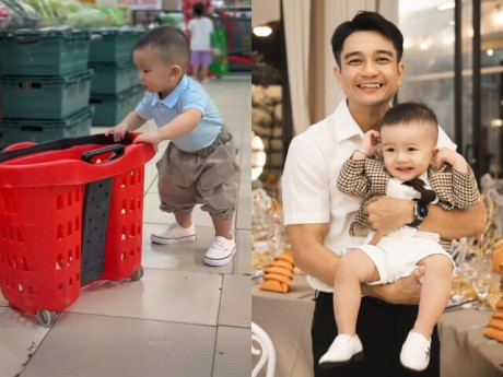 Con trai Vân Trang 1 tuổi đã được cho tập huấn lấy kinh nghiệm, quý tử "ngậm thìa vàng" nay giống hệt bố