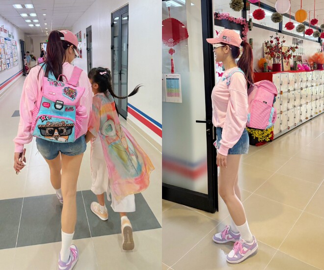 Khoảnh khắc Diệp Lâm Anh lên trường đón con khiến nhiều người thấy khó tin vì cô trông quá trẻ.