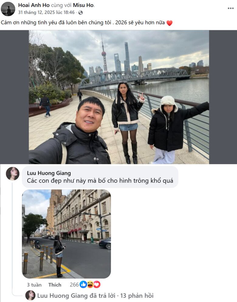 Tháng 12/2025, Lưu Hương Giang bình luận dưới bài viết của Hồ Hoài Anh.