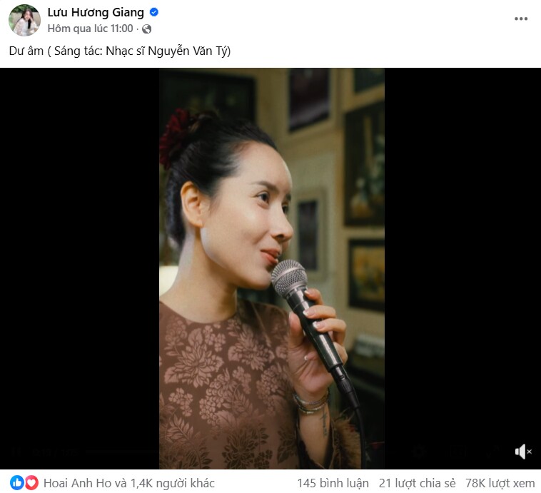 Ngày 23/1 vừa qua, Hồ Hoài Anh thả tim bài đăng của Lưu Hương Giang.