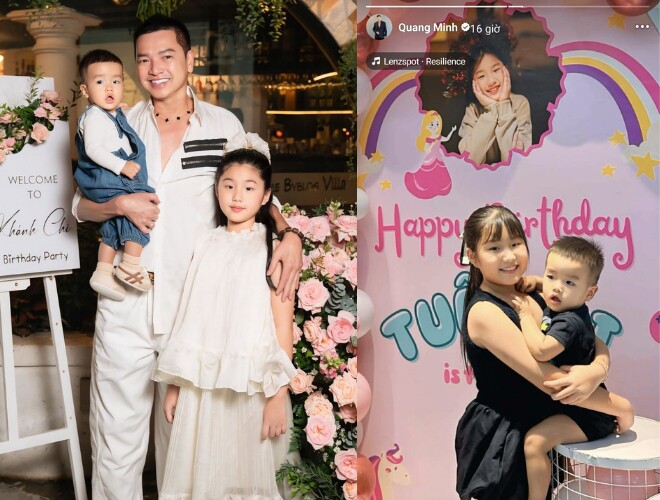 Quang Minh khoe ảnh trong tiệc sinh nhật của con gái.