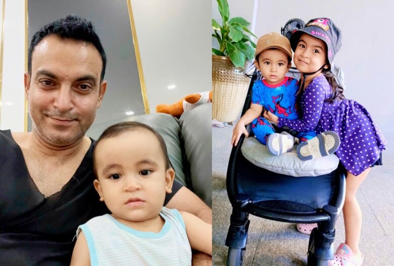 Bé Moon và Milo đều được nhận xét là bản sao của bố.