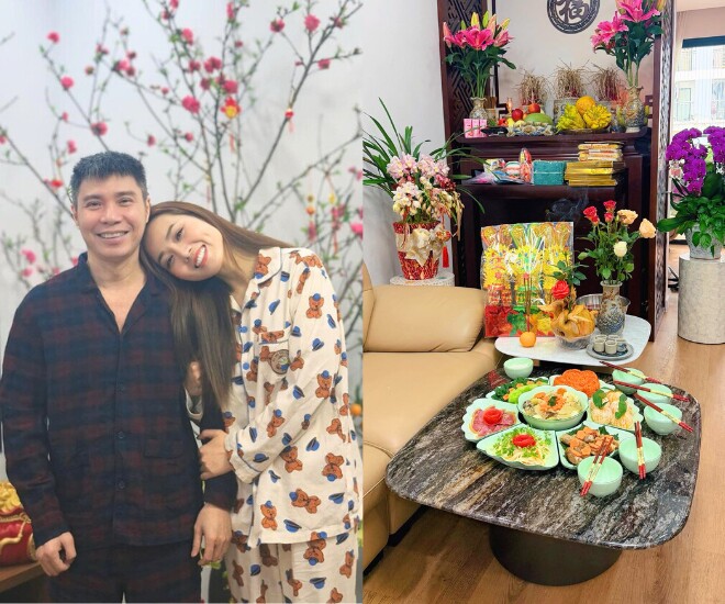 Vợ chồng NSND Công Lý cúng ông Công, ông Táo.