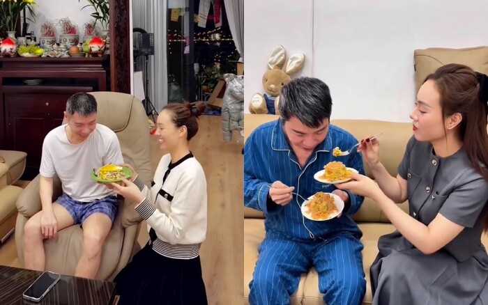 Ngọc Hà chuẩn bị bữa ăn cho chồng vô cùng chu đáo.