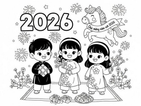 20 bức tranh tô màu năm mới 2026, hành trình gieo ký ức Tết đầu đời cho trẻ mầm non