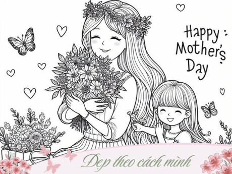 Tranh tô màu tặng mẹ, cô giáo ngày 8/3, món quà nhỏ chứa đựng tình yêu lớn của trẻ