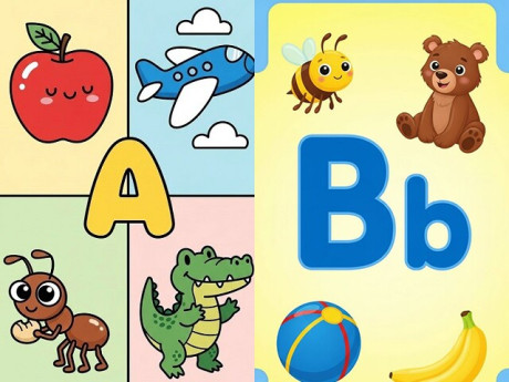 Vừa học vừa chơi: Bé làm quen chữ cái qua tranh flashcard trái cây, hoa và động vật