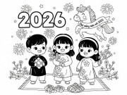 20 bức tranh tô màu năm mới 2026, hành trình gieo ký ức Tết đầu đời cho trẻ mầm non
