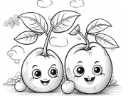 20 bức tranh tô màu rau củ, trái cây có khuôn mặt cười ngộ nghĩnh, bé vừa chơi vừa học về thực phẩm